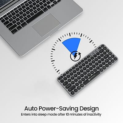 Portronics Bubble 2.0 Wireless Keyboard with Bluetooth + 2.4 GHz Receiver, Connect 3 Devices, Compact TKL Size, 10m Working Range