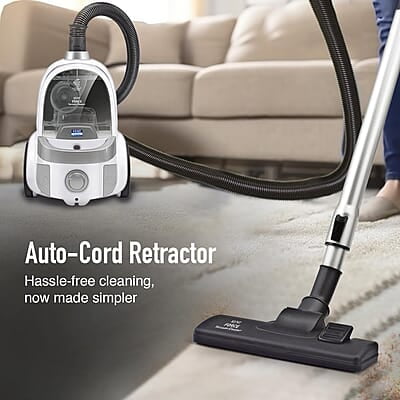 KENT Force Cyclonic Vacuum Cleaner KSL 160 2000W Washable HEPA Filter Low Noise Rubberized Wheels Multiple Accessories Bagless Design Auto Cord Retractor White/Silver KENT Force Cyclonic Vacuum Cleaner KSL 160 2000W Washable HEPA Filter Low Noise Rubberized Wheels Multiple Accessories Bagless Design Auto Cord Retractor White/Silver