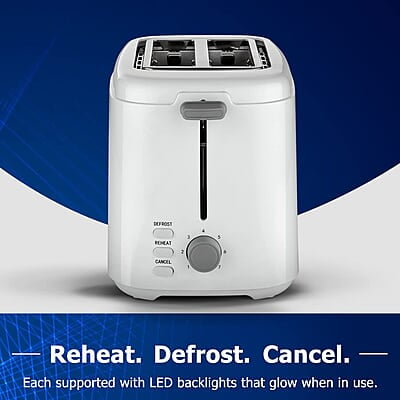 Crompton SunBrown Deluxe Pop-up Toaster 800W with Removable Crumb Tray 7 Browning Levels with Reheat