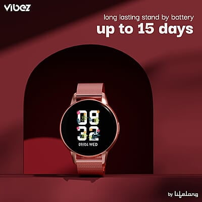 Vibez by Lifelong Luxury Smart Watch for Women - Emerald Rose Gold Smartwatch with Metal Strap, 1.39 Inch HD Display, IP67, Bluetooth Calling, 100+ Watch Faces, Health Tracker & Sports Modes Vibez by Lifelong Luxury Smart Watch for Women - Emerald Rose Gold Smartwatch with Metal Strap, 1.39 Inch HD Display, IP67, Bluetooth Calling, 100+ Watch Faces, Health Tracker & Sports Modes