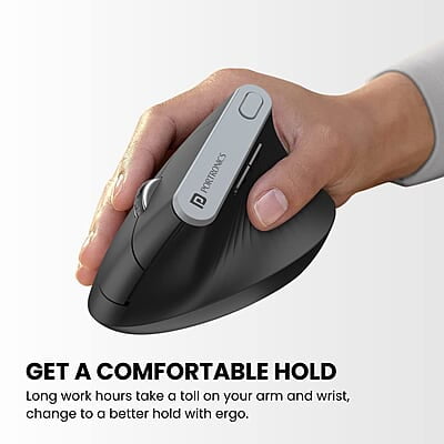 Portronics Toad Ergo Vertical Advanced Wireless Ergonomic Mouse 2.4Ghz, 6D Button, Wrist Support, Adjustable DPI Upto 1200, Supports Hand Posture Portronics Toad Ergo Vertical Advanced Wireless Ergonomic Mouse 2.4Ghz, 6D Button, Wrist Support, Adjustable DPI Upto 1200, Supports Hand Posture