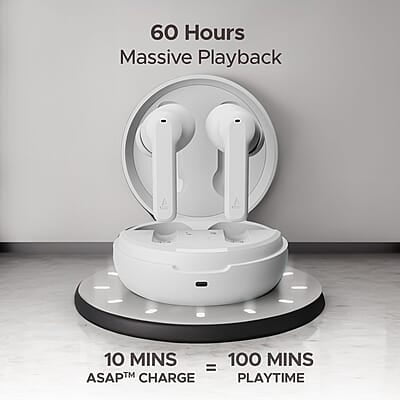 boAt Airdopes Sonik in Ear TWS Earbuds with 60 hrs Playback, IWP Tech, Quad Mics with ENx, ASAP Charge, 11 mm Drivers, BT v5.3 & IPX4 Sweat and Splash Resistance