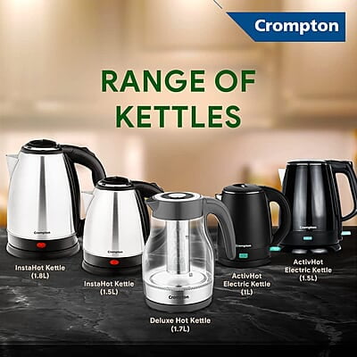 Crompton Insta Delight 1.8L SS Electric Kettle with Auto shut-off Dry Boil Protection 1500 W Crompton Insta Delight 1.8L SS Electric Kettle with Auto shut-off Dry Boil Protection 1500 W