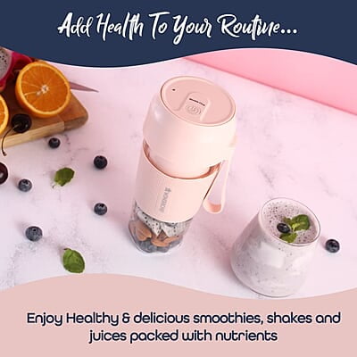 Wonderchef Plastic Nutri-Cup Portable Blender Usb Charging Rechargeable Blender 300Ml Pink Wonderchef Plastic Nutri-Cup Portable Blender Usb Charging Rechargeable Blender 300Ml Pink