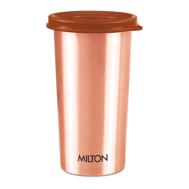 MILTON Copper Drinking Water Tumbler with Lid, 1 Piece, 480 ml, Copper 100% Leak Proof MILTON Copper Drinking Water Tumbler with Lid, 1 Piece, 480 ml, Copper 100% Leak Proof