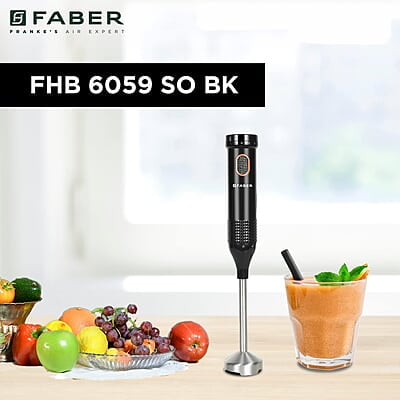 Faber Hand Blender SS Blade & Shaft, 550W Low-Noise DC Motor, ABS Plastic Body Faber Hand Blender SS Blade & Shaft, 550W Low-Noise DC Motor, ABS Plastic Body