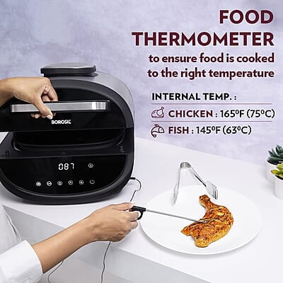 Borosil Bestdigi Air-Fryer, Top Load Air Fryer, Large Capacity, 8 Pre-Set Menus, 8 In 1 Functionality, 6.1 L, 1700 Watt, 6.1 liter, Black