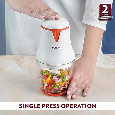 Borosil Chef Delite 260W Electric Glass Chopper For Kitchen Use | White Chopper | Low Noise Operation | Kitchen Accessories Items | Stainless Steel Blades, Whisking Blade for Cream, Chaas, Lassi Borosil Chef Delite 260W Electric Glass Chopper For Kitchen Use | White Chopper | Low Noise Operation | Kitchen Accessories Items | Stainless Steel Blades, Whisking Blade for Cream, Chaas, Lassi