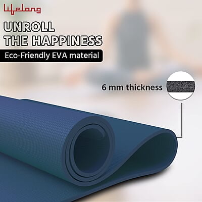 Lifelong Yoga mat for Women & Men EVA Material 6mm  Anti Slip for Gym Workout
