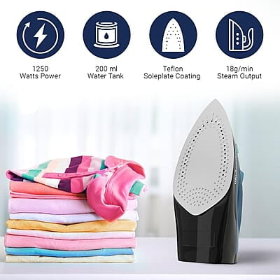 Crompton FabrimaX Plus 1250 W Steam Iron with 200 ml water tank, Upto 13g /min Steam Output and Teflon Coating Soleplate Crompton FabrimaX Plus 1250 W Steam Iron with 200 ml water tank, Upto 13g /min Steam Output and Teflon Coating Soleplate