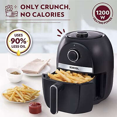 Borosil Best Air Fryer, Air Fryer for Home, Timer Selection, Adjustable Temp Control, 2.8 L Capacity Borosil Best Air Fryer, Air Fryer for Home, Timer Selection, Adjustable Temp Control, 2.8 L Capacity