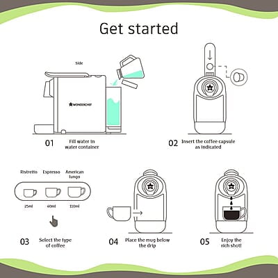 Wonderchef Regalia Capsule Coffee Machine with Frother 1400W Perfect espresso shots for Cappuccino, Latte and Americano