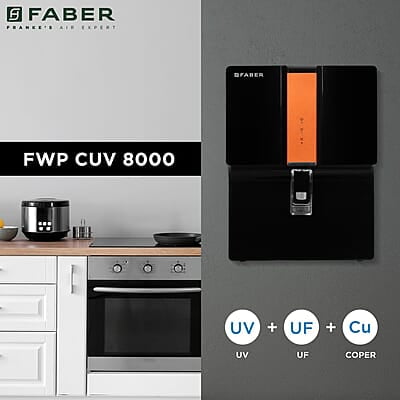 Faber CUV 8000 Water Purifier UV+UF+Cu Guard 7L Tank, 7 Stage Filtration, Pre & Post Carbon Faber CUV 8000 Water Purifier UV+UF+Cu Guard 7L Tank, 7 Stage Filtration, Pre & Post Carbon