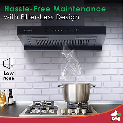 Wonderchef Ruby Sleek 90cm Chimney Powerful Suction of 1400m3/hr Auto Clean Function Oil Collector Low Noise Wonderchef Ruby Sleek 90cm Chimney Powerful Suction of 1400m3/hr Auto Clean Function Oil Collector Low Noise