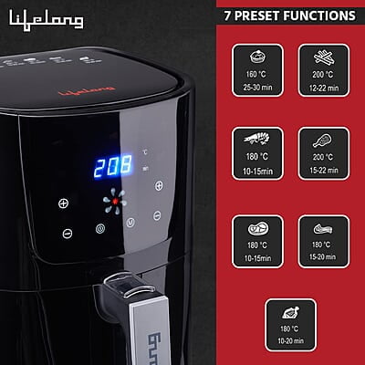 Lifelong LLHFD421 HealthyFry Pro 4.2L Digital Air Fryer with Curated 7-Preset Menu, Touch Control & Digital Display Lifelong LLHFD421 HealthyFry Pro 4.2L Digital Air Fryer with Curated 7-Preset Menu, Touch Control & Digital Display