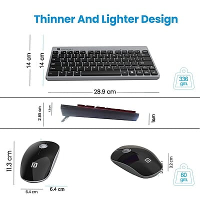 Portronics Key2-A Combo of Multimedia Wireless Keyboard & Mouse, Compact Light-Weight for PCs, Laptops and Smart TV