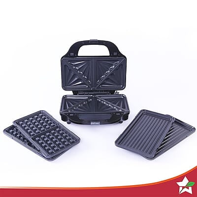 Wonderchef Prato Plus 3 in 1 Griller with Detachable Non-Stick Plates 900 Watt