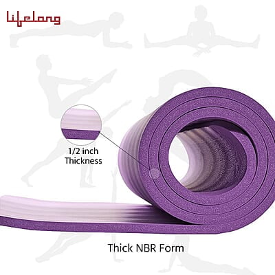 Lifelong Foam 13mm Extra Thick Yoga and Exercise Mat with Carrying Strap, Medium