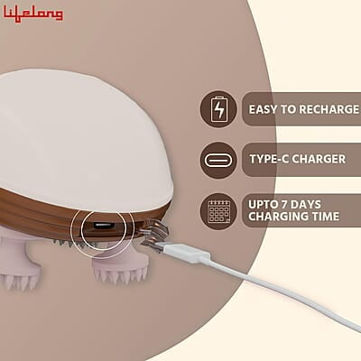 Lifelong Rechargeable Electric Head & Scalp Kneading Massager, 4 Speed Modes, Handheld Portable Head Massager for Hair Growth
