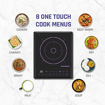 Crompton Instaserve 1900 W Induction Cooktop with Tactile Push Buttons Crompton Instaserve 1900 W Induction Cooktop with Tactile Push Buttons