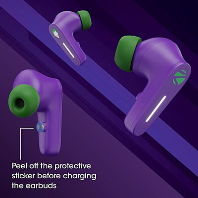 Zebronics DC Joker Edition Sound Bomb 7 TWS Wireless in Ear Earbuds with 40H* Backup, Rapid Charge, 50ms Gaming Mode, ENC mic, Voice Assistant, Flash Connect, Splash Proof, BT v5.2 and Type C