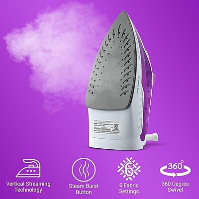 Crompton Fabrimagic Plus 1250 W Steam Iron with 200 ml water tank, Upto 13g /min Steam Output and Teflon Coating Soleplate Crompton Fabrimagic Plus 1250 W Steam Iron with 200 ml water tank, Upto 13g /min Steam Output and Teflon Coating Soleplate