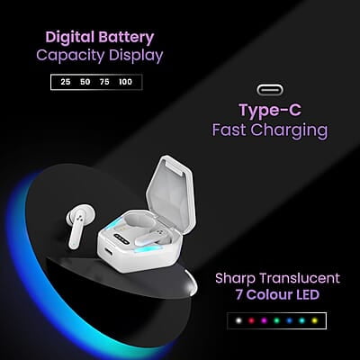 Ambrane True Wireless Gaming in Ear Earbuds, 56ms Ultra-Low Latency, Lag-Free Audio, 18 Hours Long Playtime, Instant Pairing with Bluetooth V5.0, Boosted Bass, IPX4