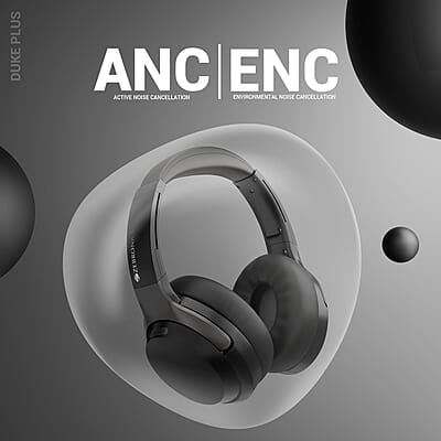 ZEBRONICS Duke Plus, Wireless Over Ear Headphone with ANC, ENC, Gaming Mode, Dual Pairing, Rapid Charge, Upto 70* Hours Backup, Bluetooth v5.4, AUX, Comfortable Earcushion, Deep Bass ZEBRONICS Duke Plus, Wireless Over Ear Headphone with ANC, ENC, Gaming Mode, Dual Pairing, Rapid Charge, Upto 70* Hours Backup, Bluetooth v5.4, AUX, Comfortable Earcushion, Deep Bass