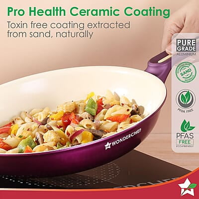 Wonderchef Bellagio Fry Pan 20 cm 1.1 L 3mm Thickness Non-Stick Ceramic Coating Wonderchef Bellagio Fry Pan 20 cm 1.1 L 3mm Thickness Non-Stick Ceramic Coating