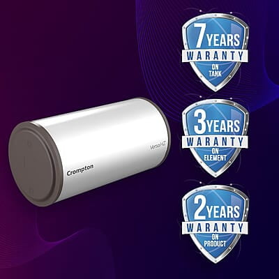 Crompton Versa Horizontal RHS 10L Storage Water Heater (Geyser) with Rust Proof Plastic body and Superior Glassline Coating Crompton Versa Horizontal RHS 10L Storage Water Heater (Geyser) with Rust Proof Plastic body and Superior Glassline Coating