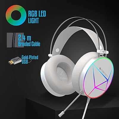ZEBRONICS Zeb-Blitz USB Gaming Wired On Ear Headphones with Mic with Dolby Atmos, RGB Led, Windows Software, Simulated 7.1 Surround Sound, 2.4 Meter Braided Cable Flexible Padded Ear Cushions ZEBRONICS Zeb-Blitz USB Gaming Wired On Ear Headphones with Mic with Dolby Atmos, RGB Led, Windows Software, Simulated 7.1 Surround Sound, 2.4 Meter Braided Cable Flexible Padded Ear Cushions