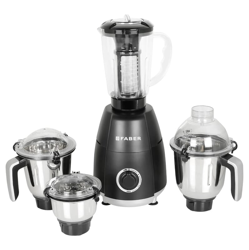 Faber Crown 800W Blender Mixer Grinder, 3 SS clip lock jars + 1 PC jar copper motor, up to 20000 rpm speed Faber Crown 800W Blender Mixer Grinder, 3 SS clip lock jars + 1 PC jar copper motor, up to 20000 rpm speed