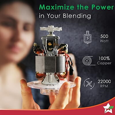 Wonderchef Nutri-blend Activ Mixer Grinder Blender, Smoothie Maker, 500W 22000 RPM 100% Full Copper Motor, 2 Unbreakable Jars Red Wonderchef Nutri-blend Activ Mixer Grinder Blender, Smoothie Maker, 500W 22000 RPM 100% Full Copper Motor, 2 Unbreakable Jars Red