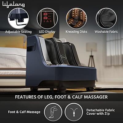 Lifelong Calf, Foot and Leg Massager Machine for Home 4 Vibration Motors mprove Blood Circulation, 80W