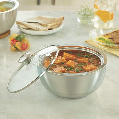 Borosil - SF0900GLCS11 Stainless Steel Insulated Curry Server, 900ml, Silver Borosil - SF0900GLCS11 Stainless Steel Insulated Curry Server, 900ml, Silver