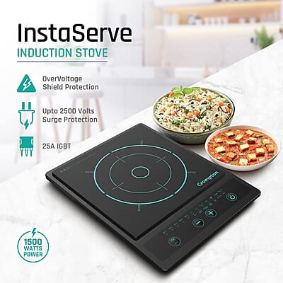 Crompton Instaserve 1500 W Induction Cooktop New with Tactile Push Buttons Crompton Instaserve 1500 W Induction Cooktop New with Tactile Push Buttons