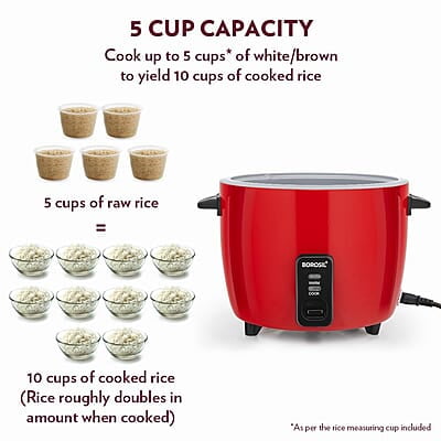 Borosil Pronto Dual 1.8 L Electric Rice Cooker with 2 Pot | 700W, Keep Warm Feature with Indicator Display, Anti Skid Rubber Feet | Cook & Boil Noodles, Rice, Upma, Idli, Dhokla | 2 Years Warranty Borosil Pronto Dual 1.8 L Electric Rice Cooker with 2 Pot | 700W, Keep Warm Feature with Indicator Display, Anti Skid Rubber Feet | Cook & Boil Noodles, Rice, Upma, Idli, Dhokla | 2 Years Warranty