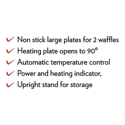 Borosil 1000W Neo Waffle Maker | Non Stick Coating, Square, Anti Skid Rubber Feet, Automatic Temperature Control | 2 Year Warranty, Silver