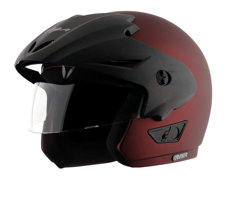 Vega Cruiser ISI Certified Matt Finish Lightweight & Compact with Peak Open Face Helmet for Men and Women with Clear Visor Vega Cruiser ISI Certified Matt Finish Lightweight & Compact with Peak Open Face Helmet for Men and Women with Clear Visor