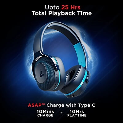 boAt Rockerz 425 Bluetooth Wireless Over Ear Headphones with Mic Signature Sound, Beast Mode for Gaming, Enx Tech, ASAP Charge, 25H Playtime, Bluetooth V5.2