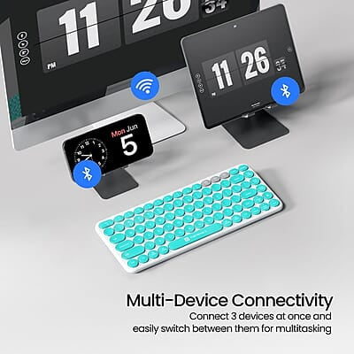 Portronics Bubble 2.0 Wireless Keyboard with Bluetooth + 2.4 GHz Receiver, Connect 3 Devices, Compact TKL Size, 10m Working Range