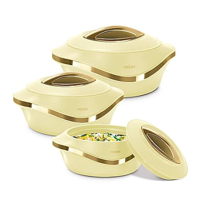 MILTON Pearl Inner Stainless Steel Regular Set of 3 (860 ml, 1.27 Litre, 1.96 Litre)