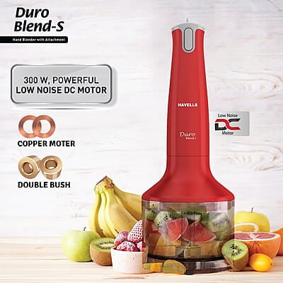 Havells Duro Blend S With Chopper Attachment 300W - Low Noise Copper Dc Motor Havells Duro Blend S With Chopper Attachment 300W - Low Noise Copper Dc Motor