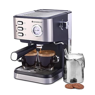 Wonderchef Regenta Espresso Coffee Machine, 19-bar, Make Espressos, Cappuccinos & Lattes at Home
