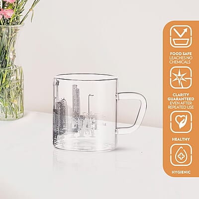 Borosil Vision Roma Tea n Coffee Classic Mug Set of 6 Pcs 210 ml | Borosillicate Glass, Microwave Safe, Scratch Resistance, Lightweight | for Chai, Green Tea, Milk