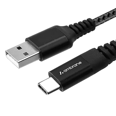 Ambrane Type C Cable 3A Fast Charging 1M Braided Cable for Smartphones, Tablets, Laptops & other Type C devices, 480Mbps Data Sync, Quick Charge 3.0 (RCT 10
