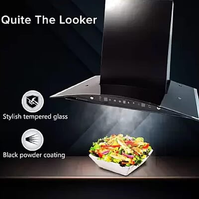 Wonderchef Power Curve Wall-Mount Chimney Auto Clean Function 1200M3/H Suction Capacity 3 Speed Motion SS Baffle filter Wonderchef Power Curve Wall-Mount Chimney Auto Clean Function 1200M3/H Suction Capacity 3 Speed Motion SS Baffle filter