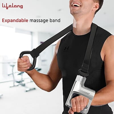 Lifelong Massage Gun - Full Body Massager - Percussion Gun Machine with Threaded Belt for Deep Tissue Muscle Massage