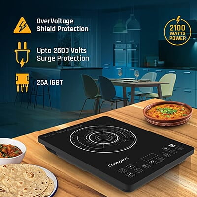 Crompton Instaserve 2100 W Induction Cooktop with 12 Feather Touch Buttons Crompton Instaserve 2100 W Induction Cooktop with 12 Feather Touch Buttons
