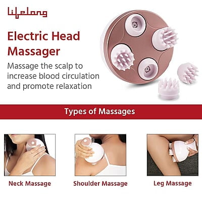 Lifelong LLM225 Rechargeable Head, Scalp Full Body Pain Relief Massager, Electric Head Kneading Massager,4 Speed Modes Lifelong LLM225 Rechargeable Head, Scalp Full Body Pain Relief Massager, Electric Head Kneading Massager,4 Speed Modes